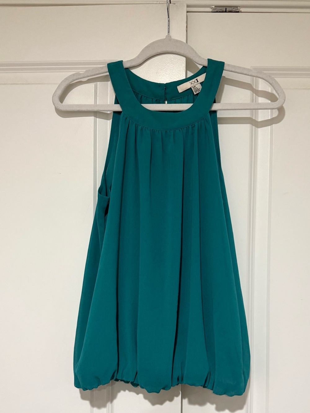 Forever 21 Teal Sleeveless Bubble Hem Halter Top